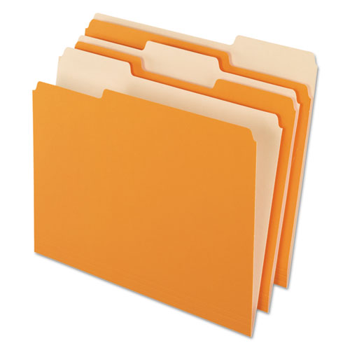 Interior File Folders, 1/3-Cut Tabs: Assorted, Letter Size, Orange, 100/Box-(PFX421013ORA)