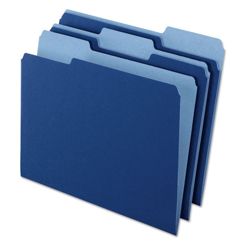 Interior File Folders, 1/3-Cut Tabs: Assorted, Letter Size, Navy Blue, 100/Box-(PFX421013NAV)