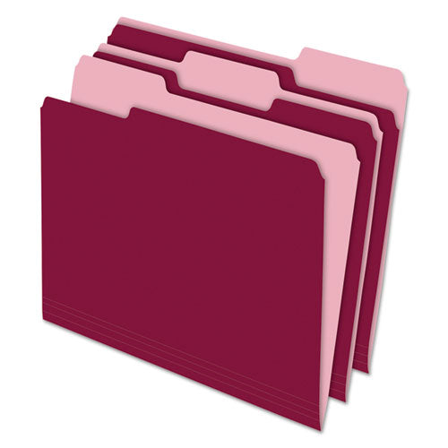 Interior File Folders, 1/3-Cut Tabs: Assorted, Letter Size, Burgundy, 100/Box-(PFX421013BUR)