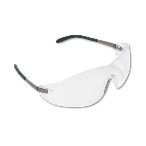 Blackjack Wraparound Safety Glasses, Chrome Plastic Frame, Clear Lens, 12/Box-(CRWS2110BX)