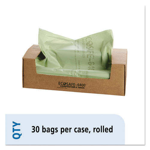 EcoSafe-6400 Bags, 64 gal, 0.85 mil, 48" x 60", Green, 30/Box-(STOE4860E85)