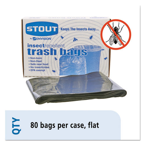 Insect-Repellent Trash Bags, 35 gal, 2 mil, 33" x 45", Black, 80/Box-(STOP3345K20)