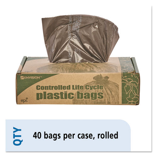 Controlled Life-Cycle Plastic Trash Bags, 39 gal, 1.1 mil, 33" x 44", Brown, 40/Box-(STOG3344B11)