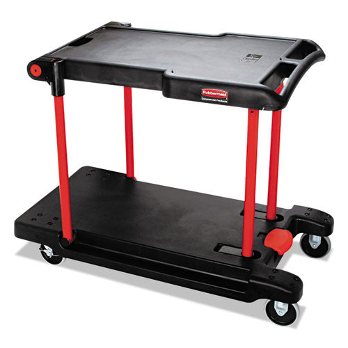 Convertible Utility Cart, Plastic, 2 Shelves, 400 lb Capacity, 23.88" x 45.13" x 34.38", Black-(RCP430000BK)