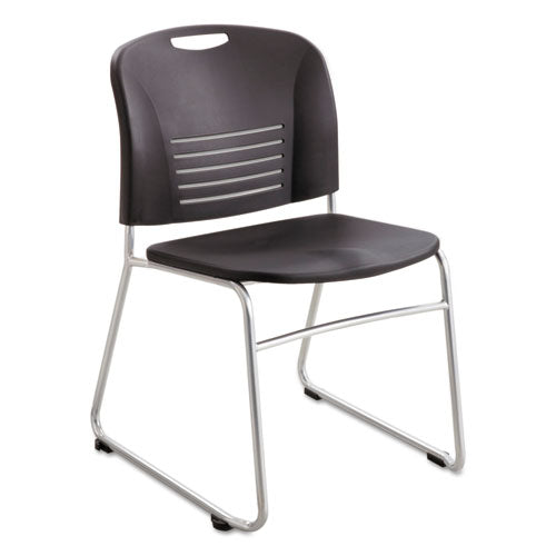 Vy Series Stack Chairs, Supports Up to 350 lb, 18.75" Seat Height, Black Seat, Black Back, Silver Base, 2/Carton-(SAF4292BL)