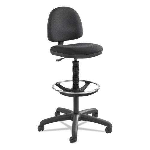 Precision Extended-Height Swivel Stool, Adjustable Footring, Supports Up to 250 lb, 23" to 33" Seat Height, Black Fabric-(SAF3401BL)