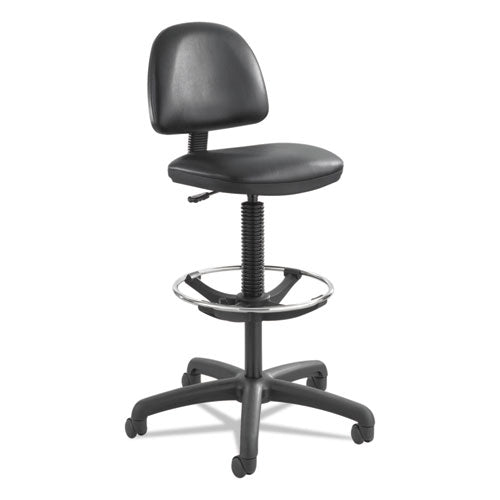 Precision Extended-Height Swivel Stool, Adjustable Footring, Supports 250 lb, 23" to 33" Seat Height, Black Vinyl, Black Base-(SAF3406BL)