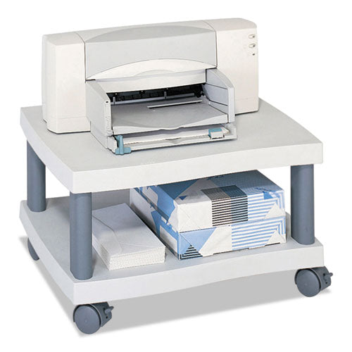Wave Design Under-Desk Printer Stand, Plastic, 2 Shelves, 20" x 17.5" x 11.5", White/Charcoal Gray-(SAF1861GR)