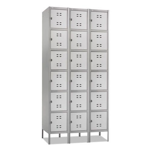 Three-Column Box Locker, 36w x 18d x 78h, Two-Tone Gray-(SAF5527GR)