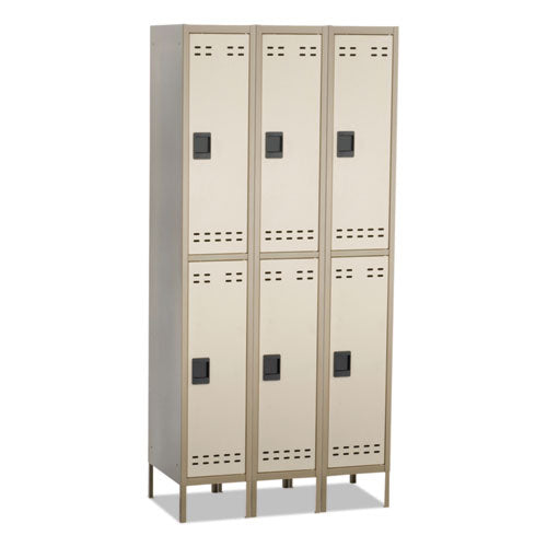 Double-Tier, Three-Column Locker, 36w x 18d x 78h, Two-Tone Tan-(SAF5526TN)