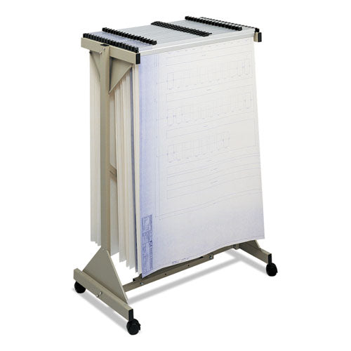 Mobile Plan Center Sheet Rack, 18 Hanging Clamps, 43.75w x 20.5d x 51h, Sand-(SAF5060)