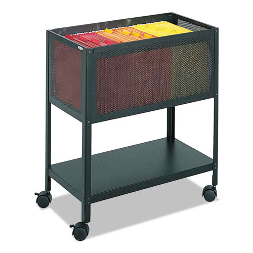 Open Top Mesh Tub, Metal, 1 Shelf, 1 Bin, 13.5" x 24.25" x 27.5", Black-(SAF5350BL)