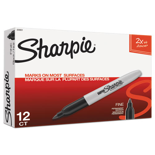 Super Permanent Marker, Fine Bullet Tip, Black, Dozen-(SAN33001)
