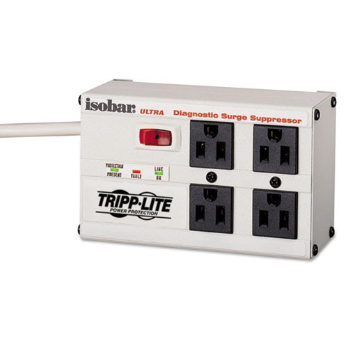 Isobar Surge Protector with Diagnostic LEDs, 4 AC Outlets, 6 ft Cord, 3,330 J, Light Gray-(TRPISOBAR4ULTRA)