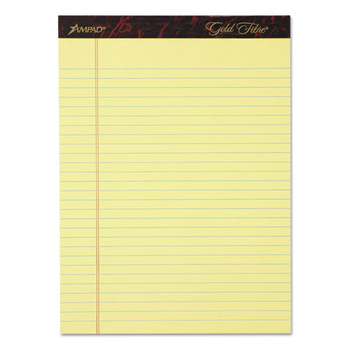 Gold Fibre Writing Pads, Wide/Legal Rule, 50 Canary-Yellow 8.5 x 11.75 Sheets, 4/Pack-(TOP20032)