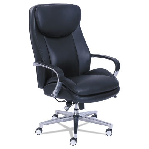 Commercial 2000 Big/Tall Executive Chair, Lumbar, Supports 400 lb, 20.25" to 23.25" Seat Height, Black Seat/Back, Silver Base-(LZB48956)