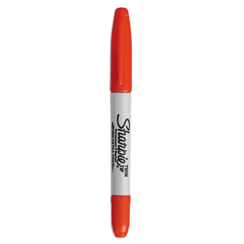 Twin-Tip Permanent Marker, Extra-Fine/Fine Bullet Tips, Red, Dozen-(SAN32002)