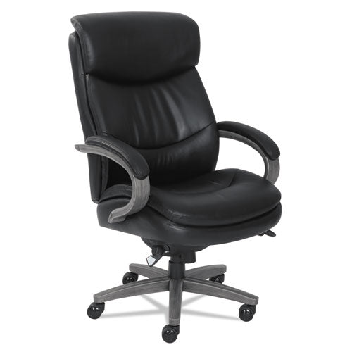 Woodbury Big/Tall Executive Chair, Supports Up to 400 lb, 20.25" to 23.25" Seat Height, Black Seat/Back, Weathered Gray Base-(LZB48961A)