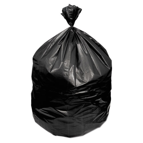 Waste Can Liners, 60 gal, 1.2 mil, 38" x 58", Black, 10 Bags/Roll, 10 Rolls/Carton-(GEN385815)