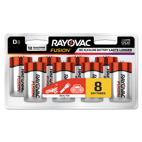 Fusion Advanced Alkaline D Batteries, 8/Pack-(RAY8138LTFUSK)