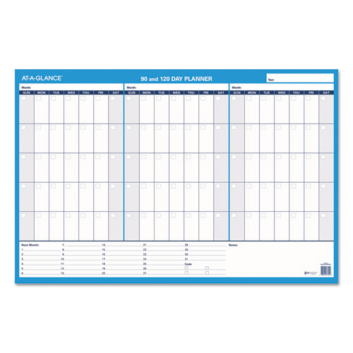 90/120-Day Undated Horizontal Erasable Wall Planner, 36 x 24, White/Blue Sheets, Undated-(AAGPM23928)