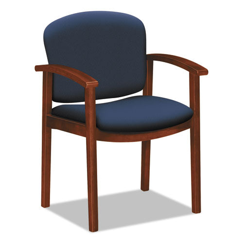 2111 Invitation Reception Series Wood Guest Chair, 23.5" x 22" x 33", Navy Seat, Navy Back, Cognac Base-(HON2111COCU98)