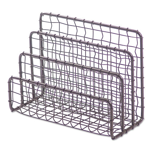 Vintage Wire Mesh File and Letter Sorter, 3 Sections, DL to Legal Size Files, 6.63" x 2.88" x 5.13", Vintage Bronze-(UNV20062)