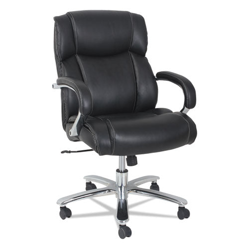 Alera Maxxis Series Big/Tall Bonded Leather Chair, Supports 450 lb, 21.26" to 25" Seat Height, Black Seat/Back, Chrome Base-(ALEMS4519)