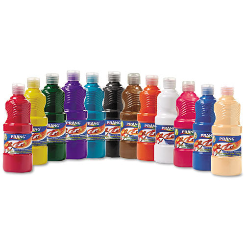 Ready-to-Use Tempera Paint, 12 Assorted Colors, 16 oz Bottle, 12/Pack-(DIX21696)