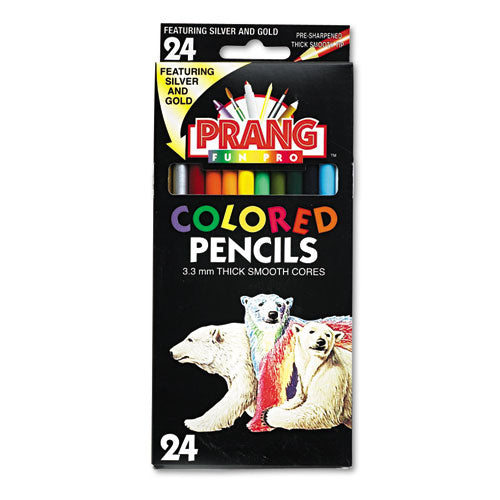 Colored Pencil Sets, 3.3 mm, 2B (#1), Assorted Lead/Barrel Colors, 24/Pack-(DIX22240)