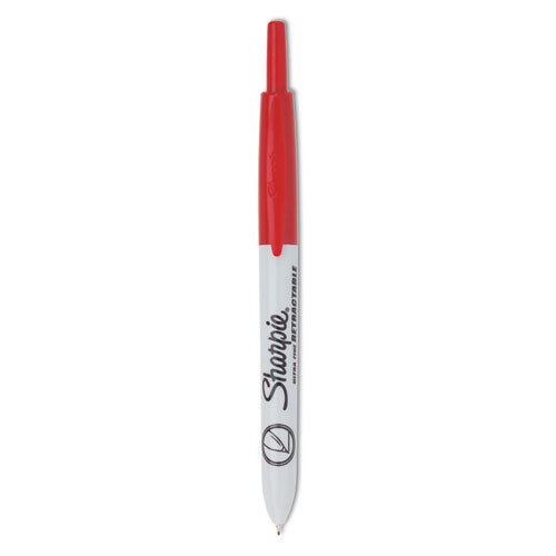 Retractable Permanent Marker, Extra-Fine Needle Tip, Red-(SAN1735791)