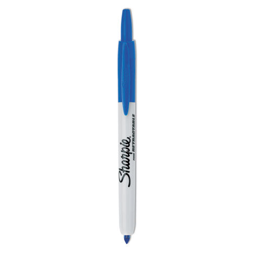 Retractable Permanent Marker, Fine Bullet Tip, Blue-(SAN32703)