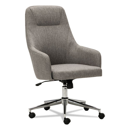 Alera Captain Series High-Back Chair, Supports Up to 275 lb, 17.1" to 20.1" Seat Height, Gray Tweed Seat/Back, Chrome Base-(ALECS4151)