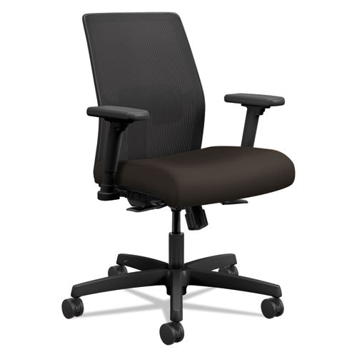 Ignition 2.0 4-Way Stretch Low-Back Mesh Task Chair, Supports 300 lb, 17" to 21" Seat Height, Espresso Seat, Black Back/Base-(HONI2L1AMLC49TK)