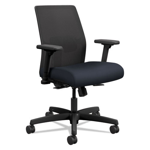 Ignition 2.0 4-Way Stretch Low-Back Mesh Task Chair, Supports 300 lb, 17" to 21" Seat Height, Navy Seat, Black Back/Base-(HONI2L1AMLC98TK)