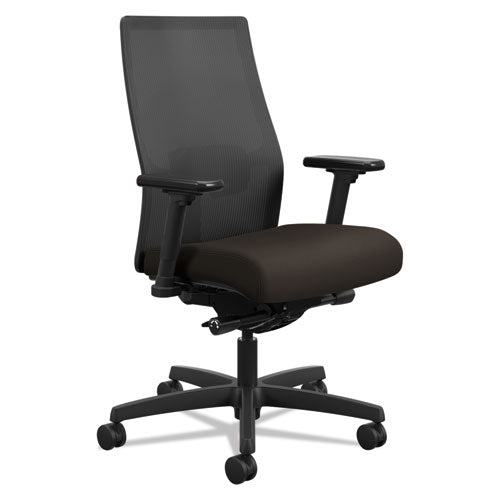 Ignition 2.0 4-Way Stretch Mid-Back Mesh Task Chair, Supports 300 lb, 17" to 21" Seat Height, Espresso Seat, Black Back/Base-(HONI2M2AMLC49TK)