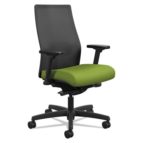 Ignition 2.0 4-Way Stretch Mid-Back Mesh Task Chair, Supports 300 lb, 17" to 21" Seat Height, Pear Seat, Black Back/Base-(HONI2M2AMLC84TK)