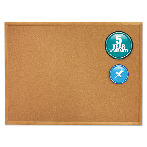 Classic Series Cork Bulletin Board, 96 x 48, Natural Surface, Oak Fiberboard Frame-(QRT308)