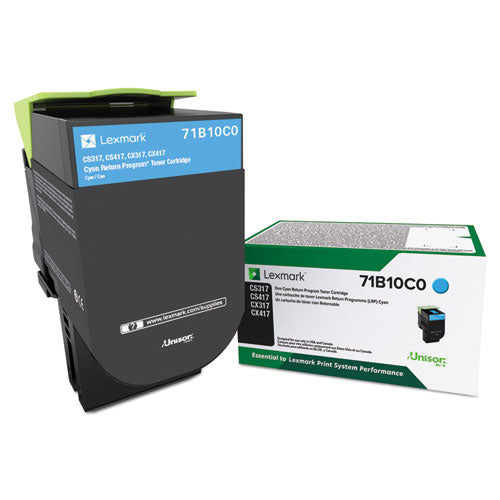 71B10C0 Unison Toner, 2,300 Page-Yield, Cyan-(LEX71B10C0)