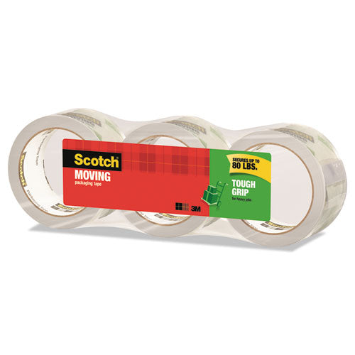 Tough Grip Moving Packaging Tape, 3" Core, 1.88" x 38.2 yds, Clear, 3/Pack-(MMM35003ESF)