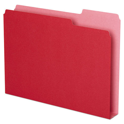 Double Stuff File Folders, 1/3-Cut Tabs: Assorted, Letter Size, 1.5" Expansion, Red, 50/Pack-(PFX54454)