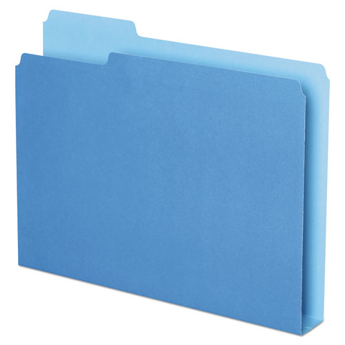 Double Stuff File Folders, 1/3-Cut Tabs: Assorted, Letter Size, 1.5" Expansion, Blue, 50/Pack-(PFX54455)