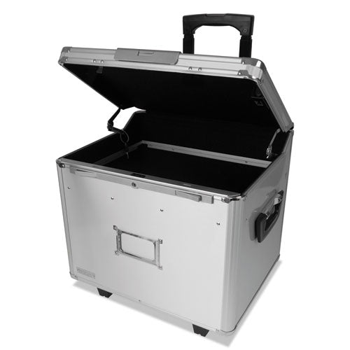 Locking Mobile File Chest with Electronic Digital Lock, Letter/Legal Files, 14.5" x 16.25" x 14.25", Silver-(IDEVZ01193)