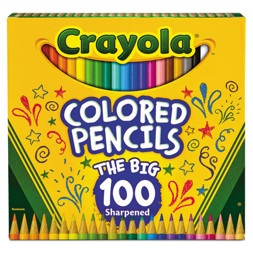 Long-Length Colored Pencil Set, 3.3 mm, 2B (#1), Assorted Lead/Barrel Colors, 100/Pack-(CYO688100)