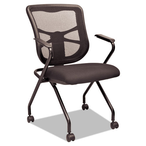 Alera Elusion Mesh Nesting Chairs with Padded Arms, Supports Up to 275 lb, 18.11" Seat Height, Black, 2/Carton-(ALEEL4914)