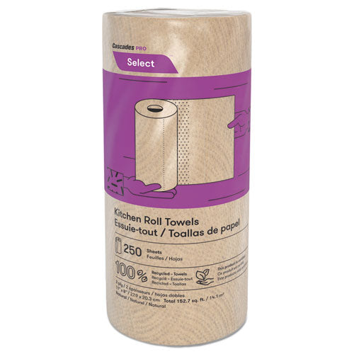 Select Kitchen Roll Towels, 2-Ply, 11" x 166.6 ft, Natural, 250/Roll, 12/Carton-(CSDK251)