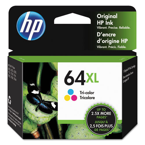 HP 64XL, (N9J91AN) High-Yield Tri-Color Original Ink Cartridge-(HEWN9J91AN)