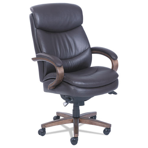 Woodbury High-Back Executive Chair, Supports Up to 300 lb, 20.25" to 23.25" Seat Height, Brown Seat/Back, Weathered Sand Base-(LZB48962B)