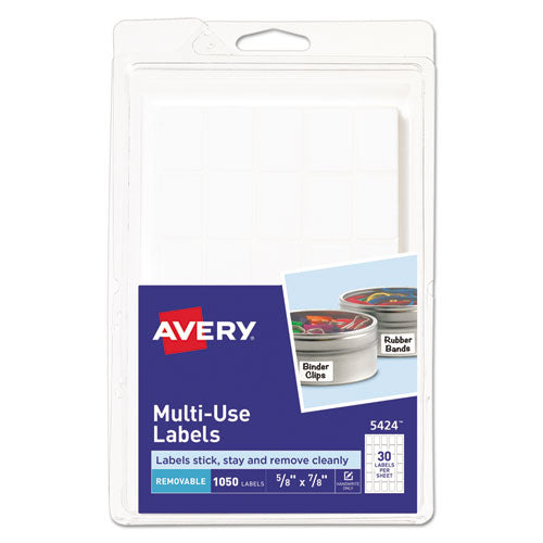 Removable Multi-Use Labels, Handwrite Only, 0.63 x 0.88, White, 30/Sheet, 35 Sheets/Pack, (5424)-(AVE05424)