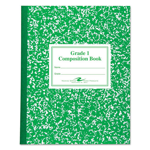 Grade School Ruled Composition Book, Manuscript Format, Green Cover, (50) 9.75 x 7.75 Sheets-(ROA77920)